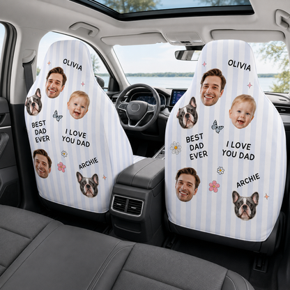 Personalized Dog Dad Portrait Car Seat Cover, Custom Dad Seat Protector, Gift For Dad TOM99