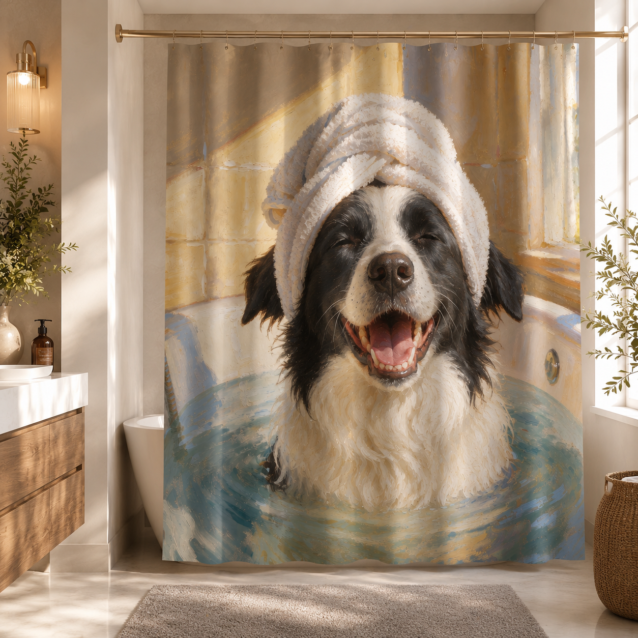 Custom Photo Dog Shower Curtain | Gift For Dog Lovers