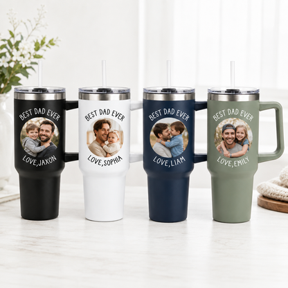 Custom Photo Dad 40oz Tumbler, Personalized Dad Tumbler, Father’s Day Gift TOM99