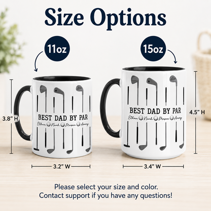 Custom Best Dad By Par Golf Mug, Personalized Mug For Husband Dad Grandfather TOM99