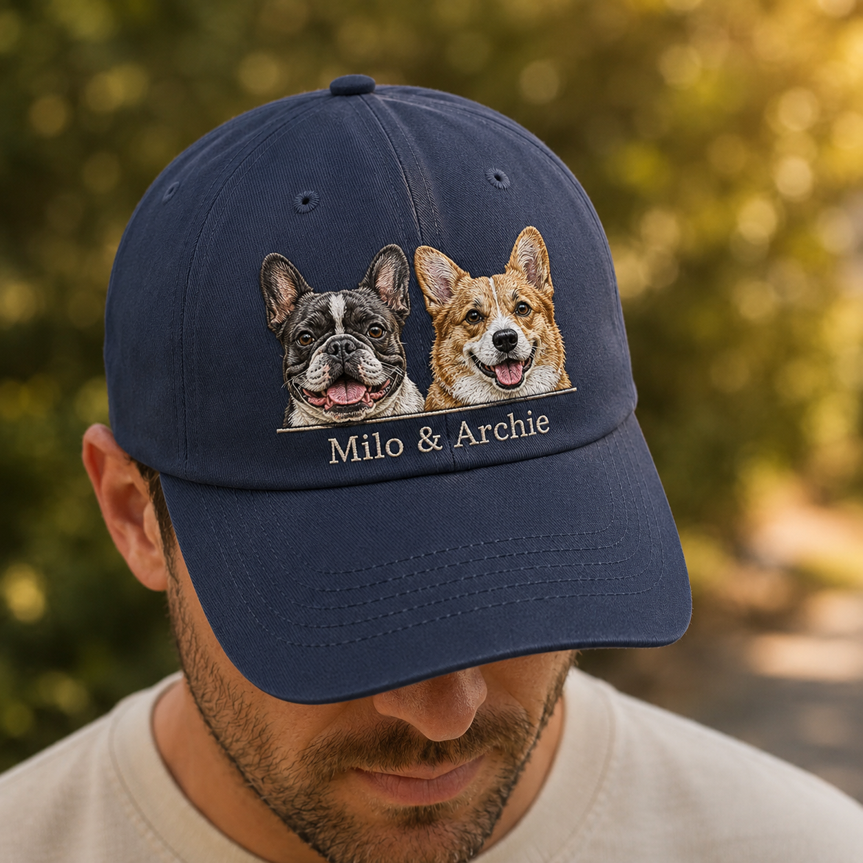 Custom Dog Face Embroidered Hat, Custom Embroidered Pet Portrait Hat | Gift For Dog Lover Pa99