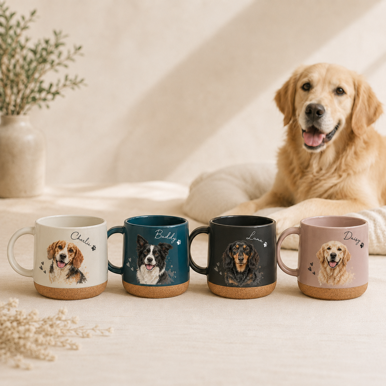 Custom Photo Dog 12oz Cork Mug | Gift For Dog Lovers | Pet Lover Gifts TOM99