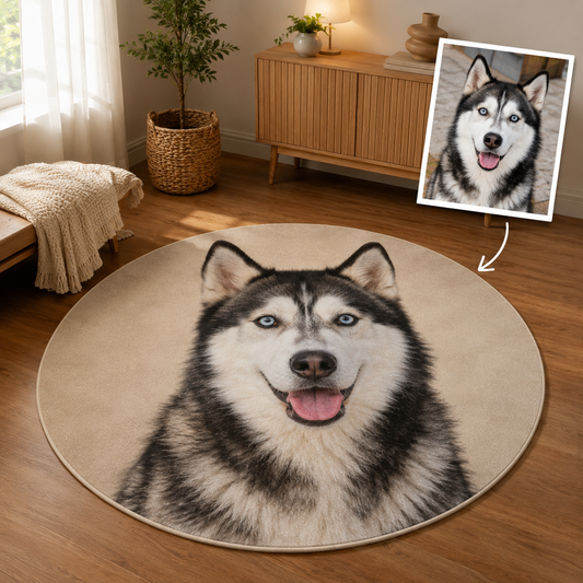 Custom Photo Dog Round Carpet | Photo Pet Round Rug | Gift For Dog Lovers