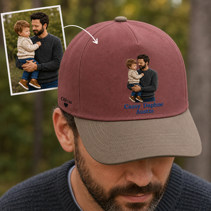 Custom Photo Dad I Love You Embroidered Hat, Personalized Cap, Custom Portrait Dad Hat, Father’s Day Gift TOM99