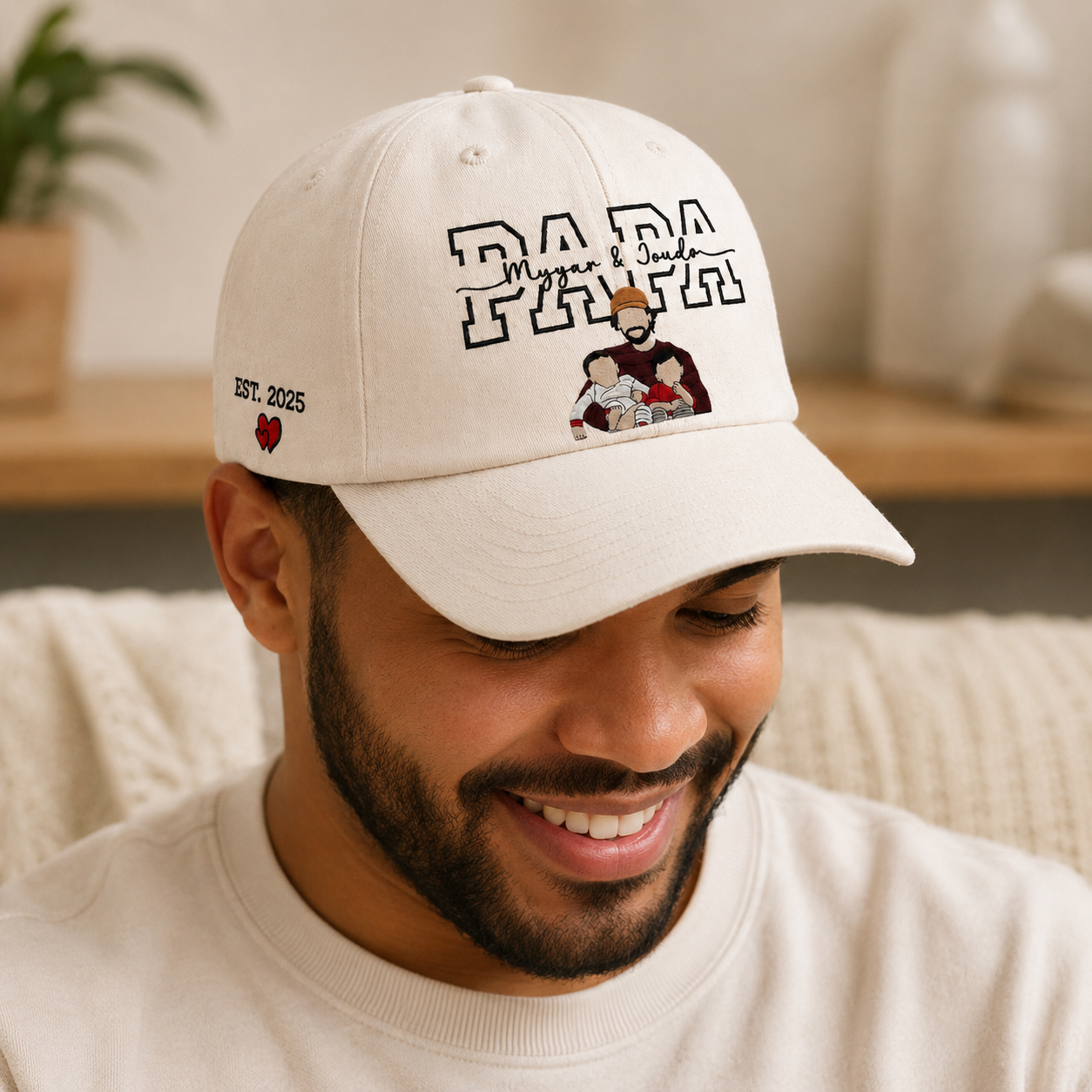Custom Photo Papa Embroidered Hat, Personalized Cap, Custom Portrait Dad Hat, Father’s Day Gift TOM99