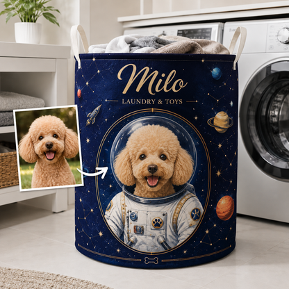 Custom Photo Dog Laundry Basket | Gift For Dog Lovers | Dog Bathroom Decor