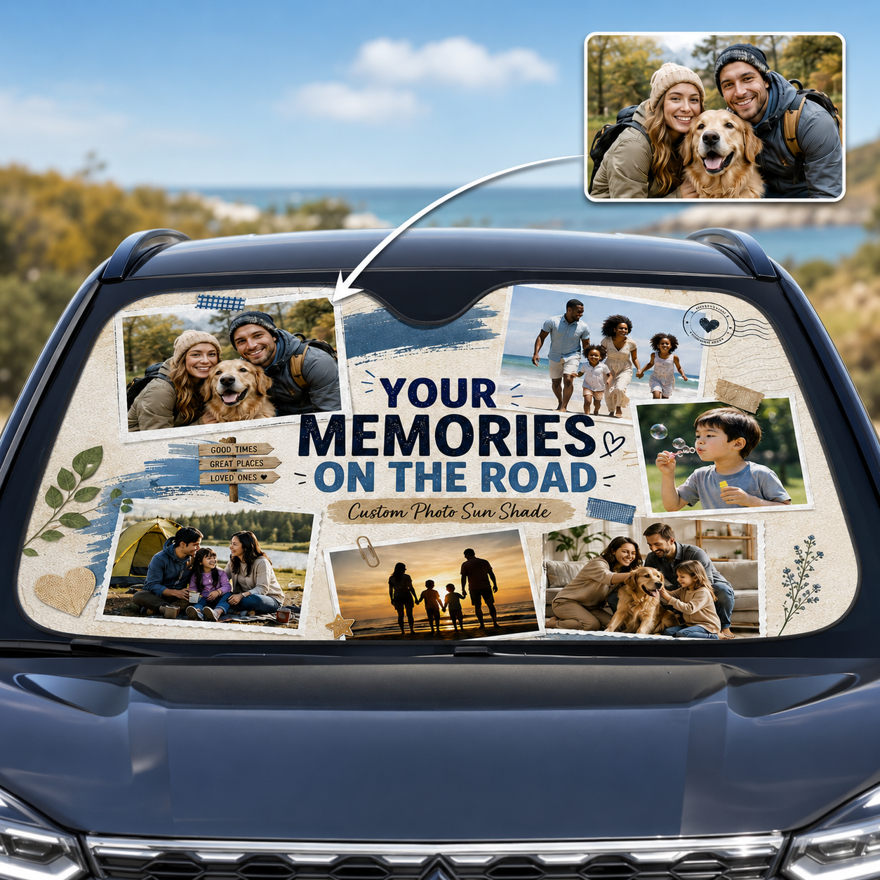 Personalized Dad's Memories Car Windshield Sun Shade, Custom Car Sun Shade for Dad, Gift For Dad TOM99