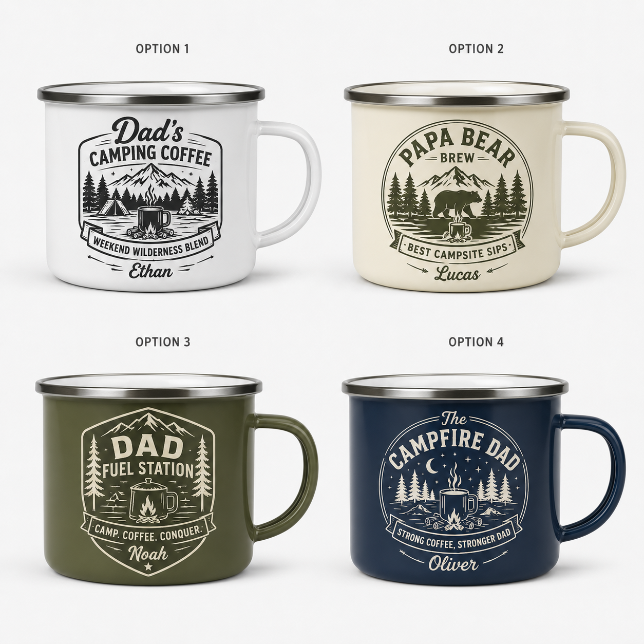 Personalized Dad Brew Camp Mug 12oz, Custom Dad Enamel Cup, Gift For Dad TOM99