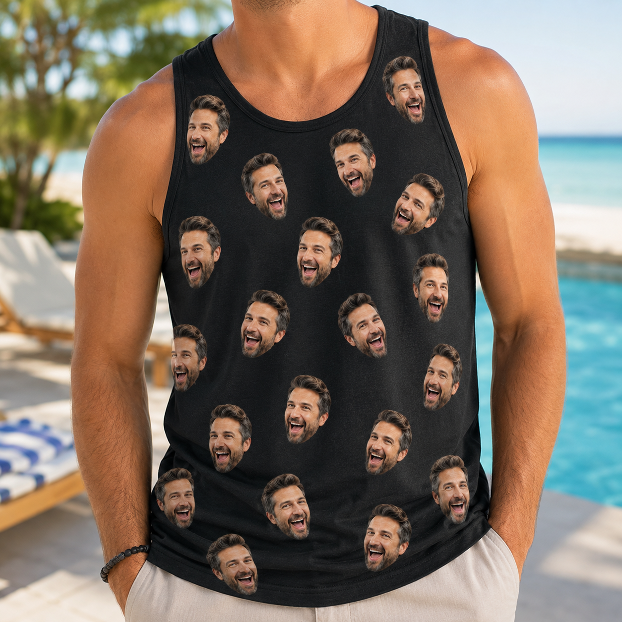 Custom Photo Dad Tank Top, Personalized Dad Gifts | Gift For Dad, Grandpa TOM99