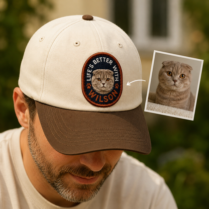 Custom Photo Cat Embroidered Hat | Gift For Cat Lovers Pa99