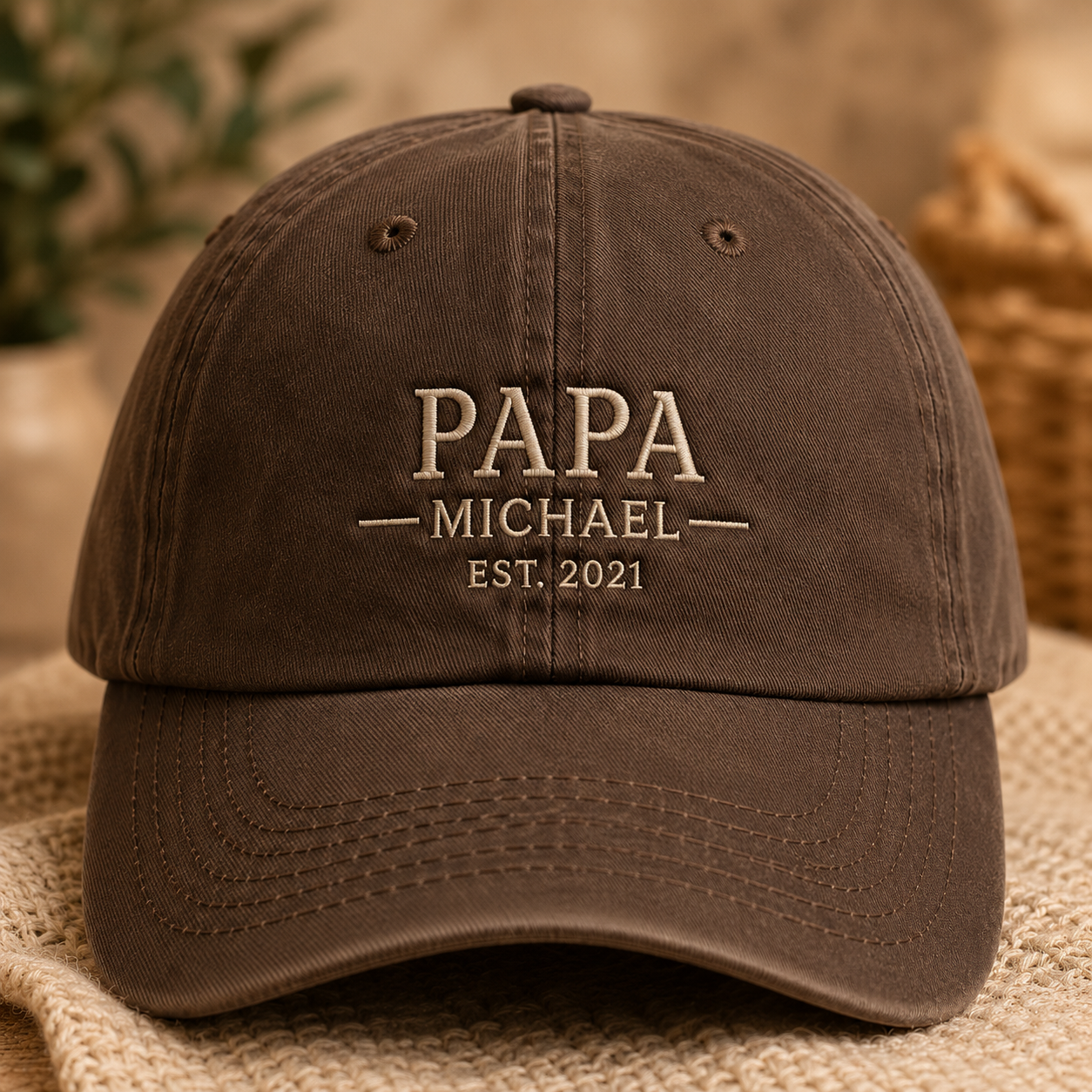 Custom Photo Dad Papa Embroidered Hat, Personalized Cap, Custom Portrait Dad Hat, Father’s Day Gift TOM99