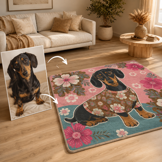 Custom Photo Dog Area Rug | Gift For Dog Lovers