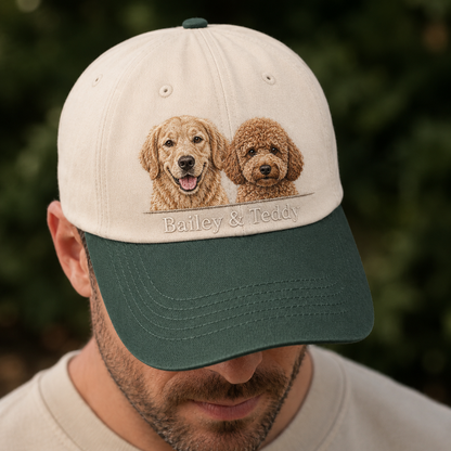 Custom Dog Face Embroidered Hat, Custom Embroidered Pet Portrait Hat | Gift For Dog Lover Pa99