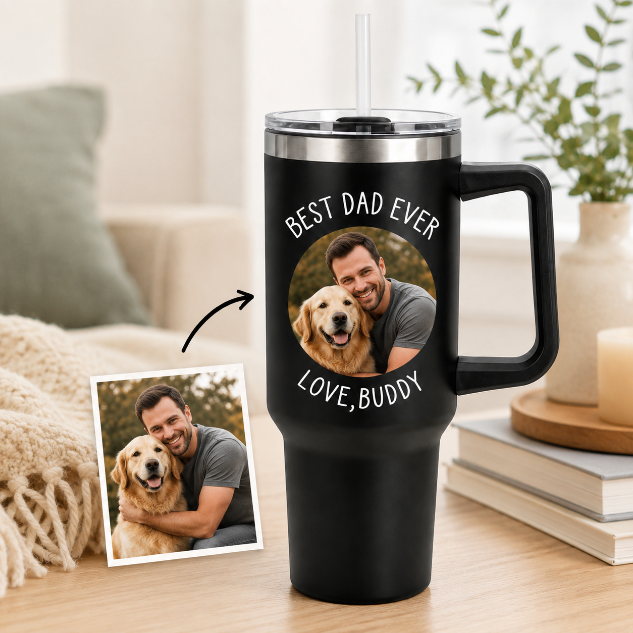 Custom Photo Dad 40oz Tumbler, Personalized Dad Tumbler, Father’s Day Gift TOM99