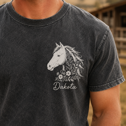 Custom Photo White Horse Wash T-Shirt | Personalized Horse Lover Shirt | Gift For Horse Lovers TOM99