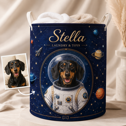 Custom Photo Dog Laundry Basket | Gift For Dog Lovers | Dog Bathroom Decor
