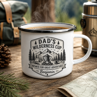 Personalized Dad Brew Camp Mug 12oz, Custom Dad Enamel Cup, Gift For Dad TOM99