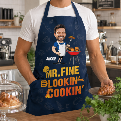 Custom Photo Dad Grill Apron, Personalized Apron For Dad, Gifts For Dad - TOM99