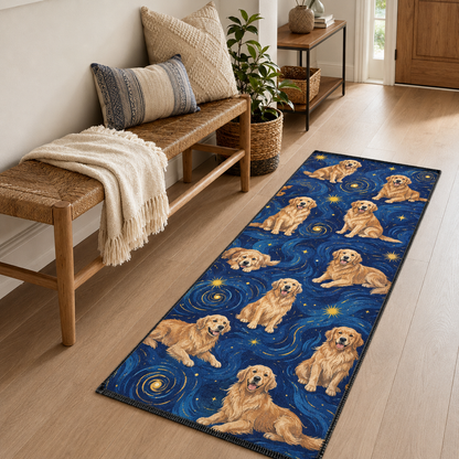 Custom Photo Dog Starry Night Runner Rug | Pet Hallway Runner Carpet | Gift For Dog Lovers