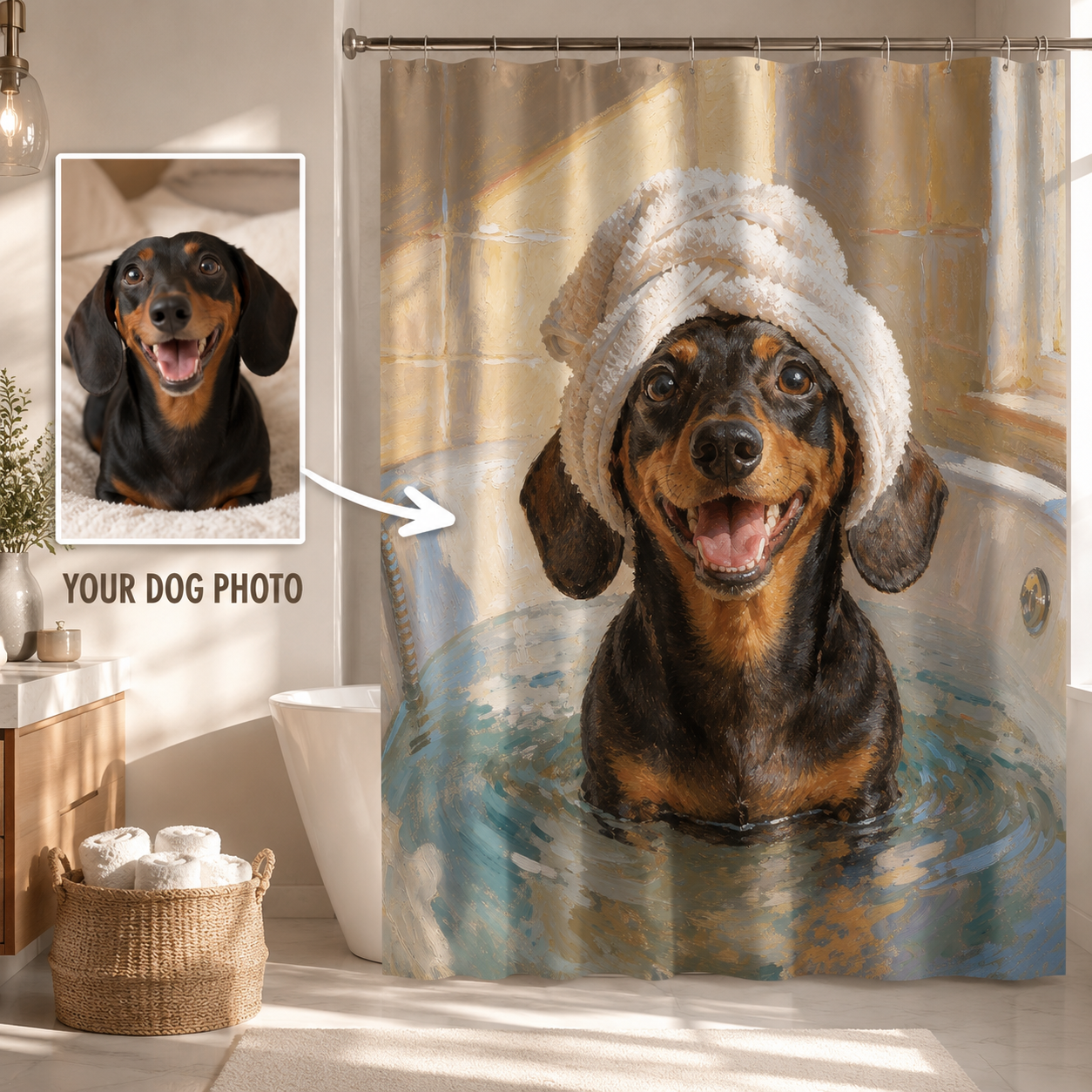Custom Photo Dog Shower Curtain | Gift For Dog Lovers
