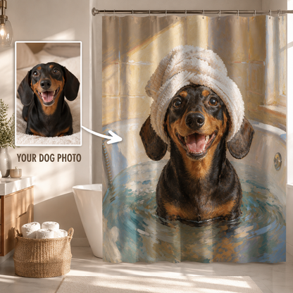 Custom Photo Dog Shower Curtain | Gift For Dog Lovers