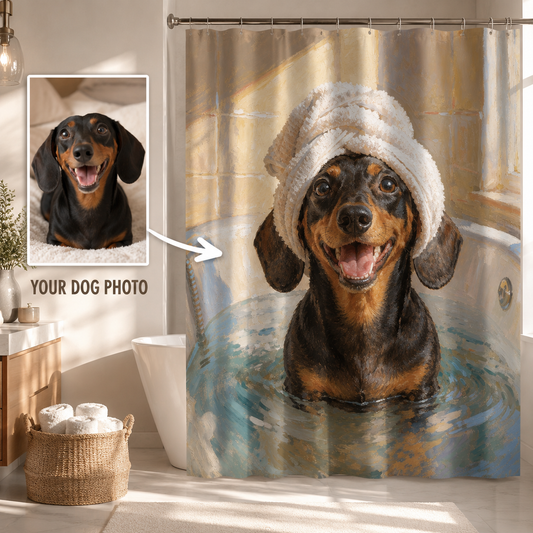 Custom Photo Dog Shower Curtain | Gift For Dog Lovers