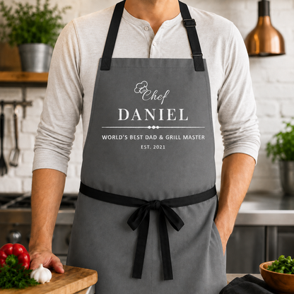 Custom Best Dad Chef Apron, Personalized Apron For Dad, Gifts For Dad - TOM99