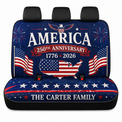 Personalized US Dad Car Rear Seat Cover, Custom Back Seat Protector For Dad, Gift For Dad TOM99