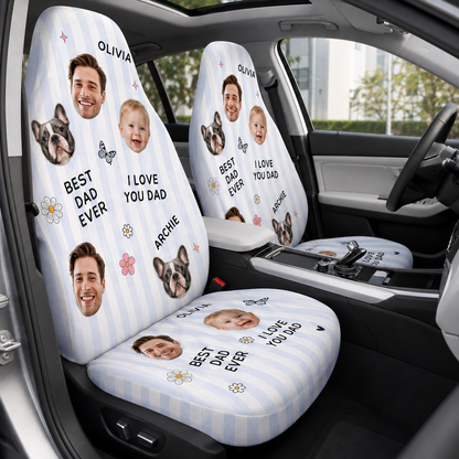 Personalized Dog Dad Portrait Car Seat Cover, Custom Dad Seat Protector, Gift For Dad TOM99