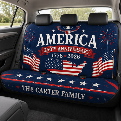Personalized US Dad Car Rear Seat Cover, Custom Back Seat Protector For Dad, Gift For Dad TOM99