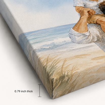 Custom Photo Dad And Son Canvas Wall Art - Custom Gift For Dad TOM99