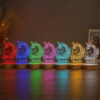 Custom Photo Unicorn Horse Wooden Led Light | Personalized Horse Photo Wooden Led Light | Gift For Horse Lovers TOM99