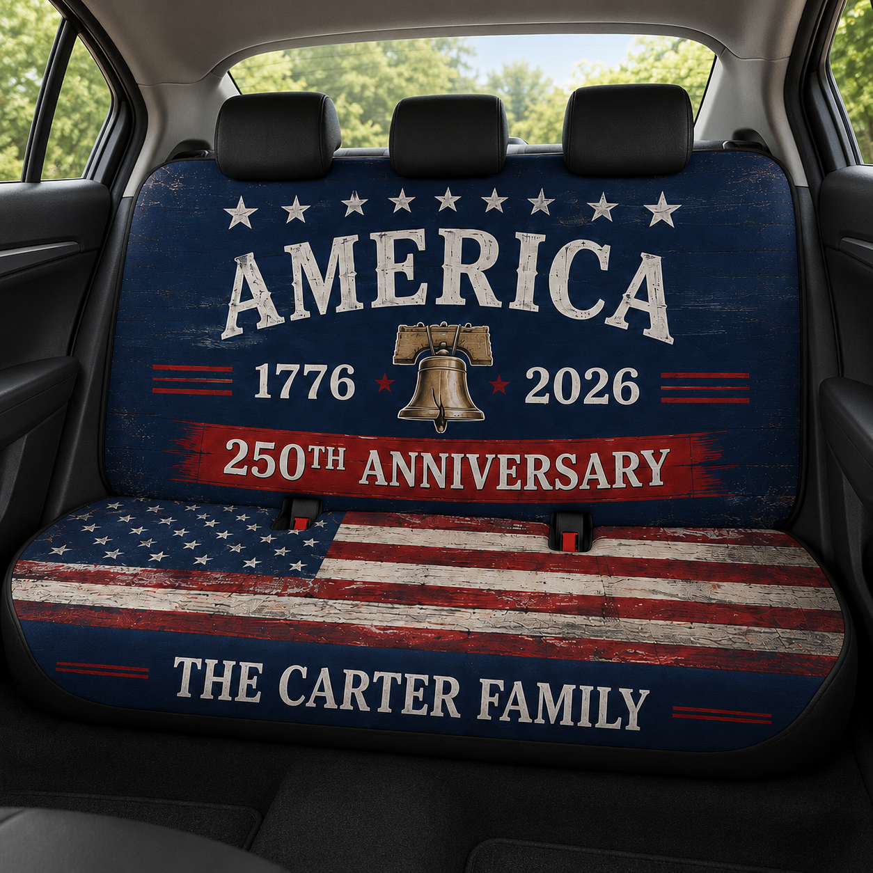 Personalized US Dad Car Rear Seat Cover, Custom Back Seat Protector For Dad, Gift For Dad TOM99