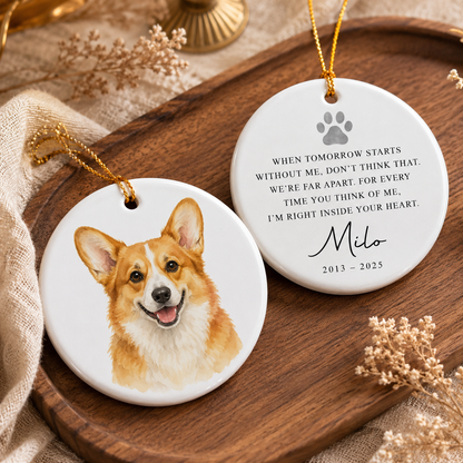 Custom Photo Dog Inside In Your Heart Memorial Ceramic Ornament | Personalized Dog Lovers Gifts | Gift For Dog Lovers TOM99