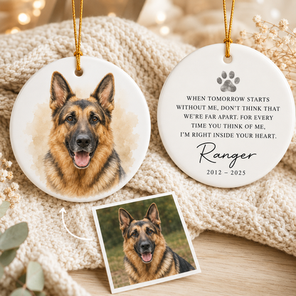 Custom Photo Dog Inside In Your Heart Memorial Ceramic Ornament | Personalized Dog Lovers Gifts | Gift For Dog Lovers TOM99
