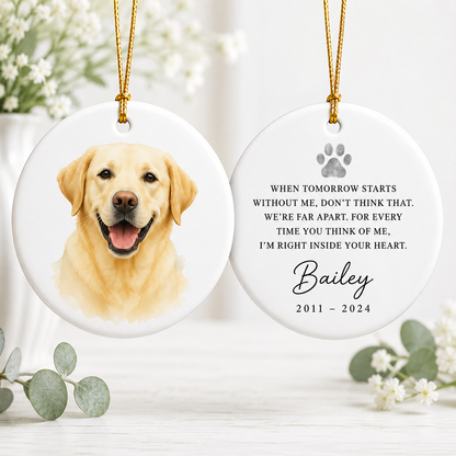 Custom Photo Dog Inside In Your Heart Memorial Ceramic Ornament | Personalized Dog Lovers Gifts | Gift For Dog Lovers TOM99