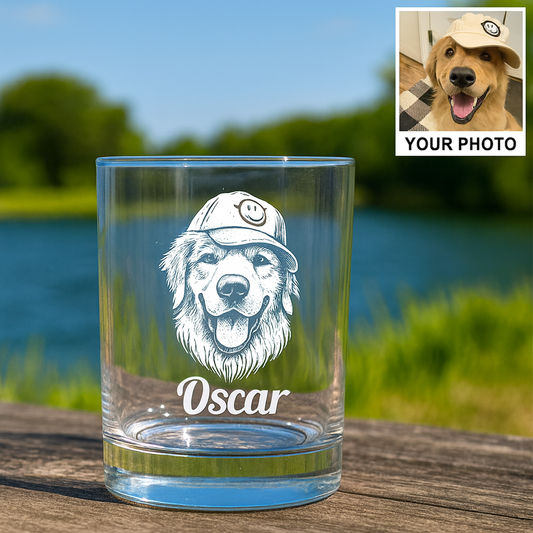 Custom Pet Portrait Whiskey Glass, Engraved Dog Portrait Gift, Pet Photo on Glass, Gift For Dog Lover TNNGL43