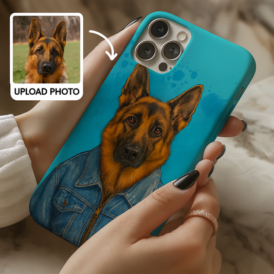 Custom Photo Denim Dog Phone Case Gift For Dog Lovers