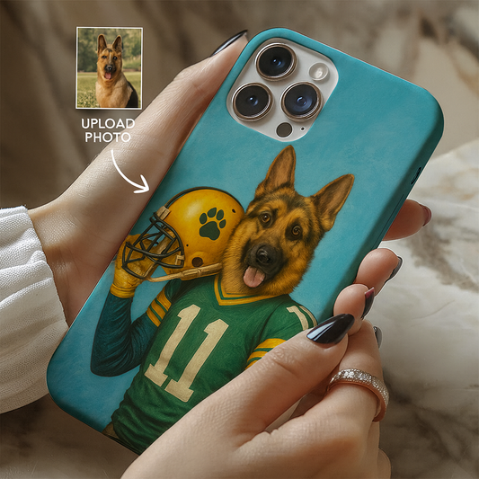 Custom Dog Photo Football Player Phone Case