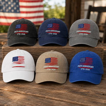 USA Semiquincentennial 1776–2026 Embroidered Vintage Hat Patriotic Celebration Cap THUC99