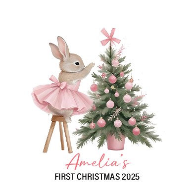 Custom Name Baby Rabbit First Xmas