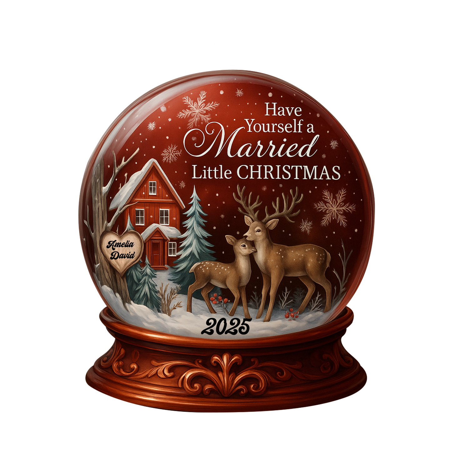 Custom Name Deer Couple Married Xmas