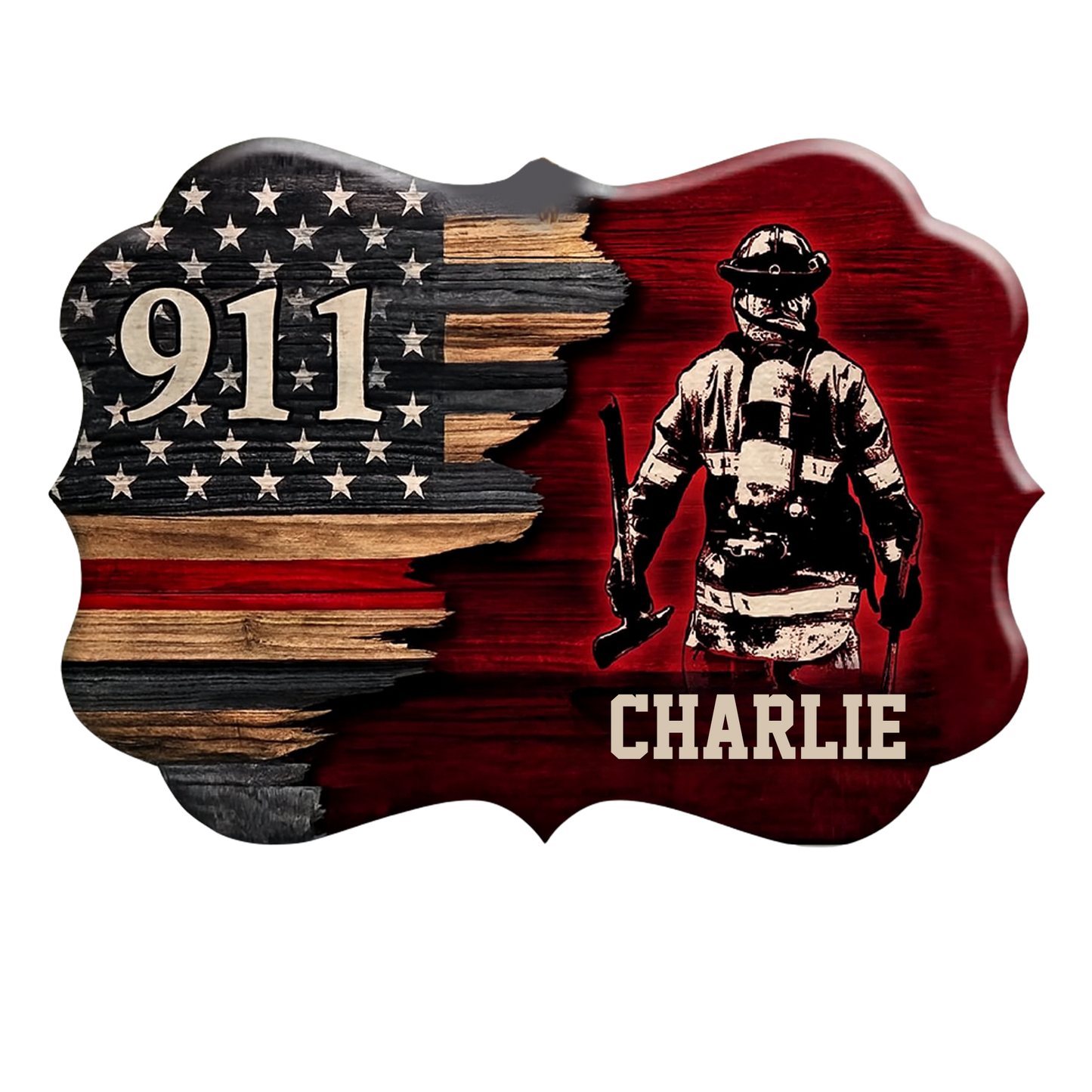 Custom Name Firefighter USA Flag
