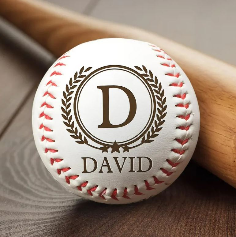 Personalized Initial Letter Of Name | Custom Engraved Baseball Name | Unique Sports Gift For Dad