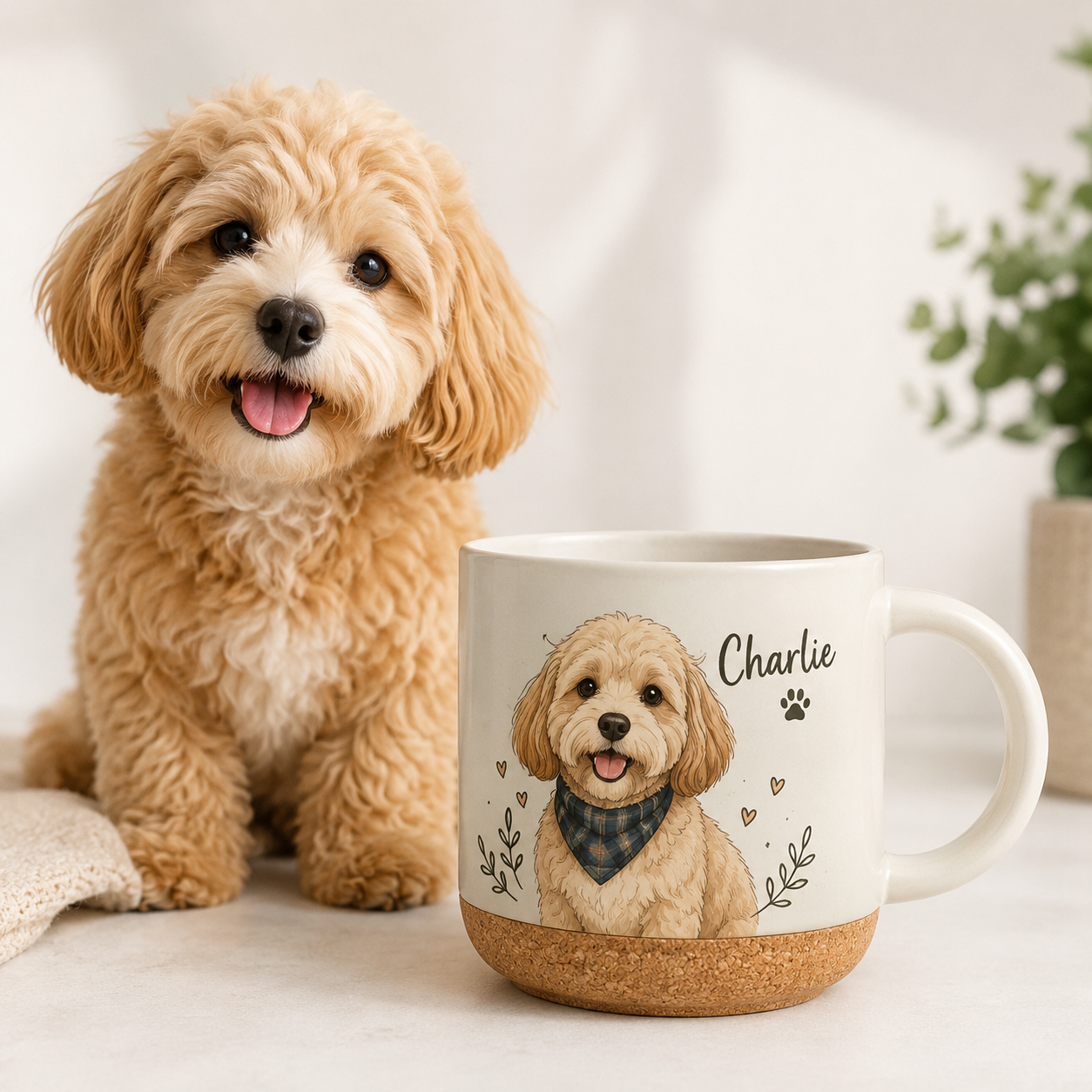 Custom Photo Dog 12oz Cork Mug | Gift For Dog Lovers | Pet Lover Gifts TOM99