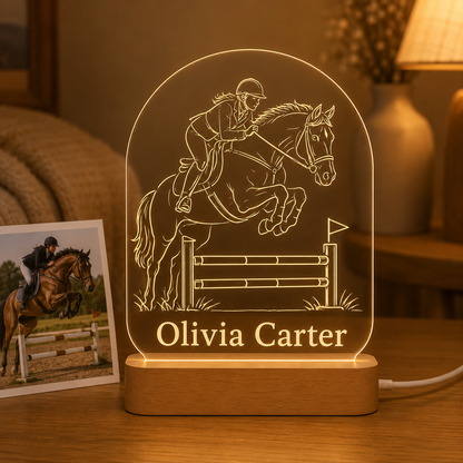 Custom Photo Horse Wooden Led Light | Personalized Horse Photo Wooden Led Light | Gift For Horse Lovers TOM99