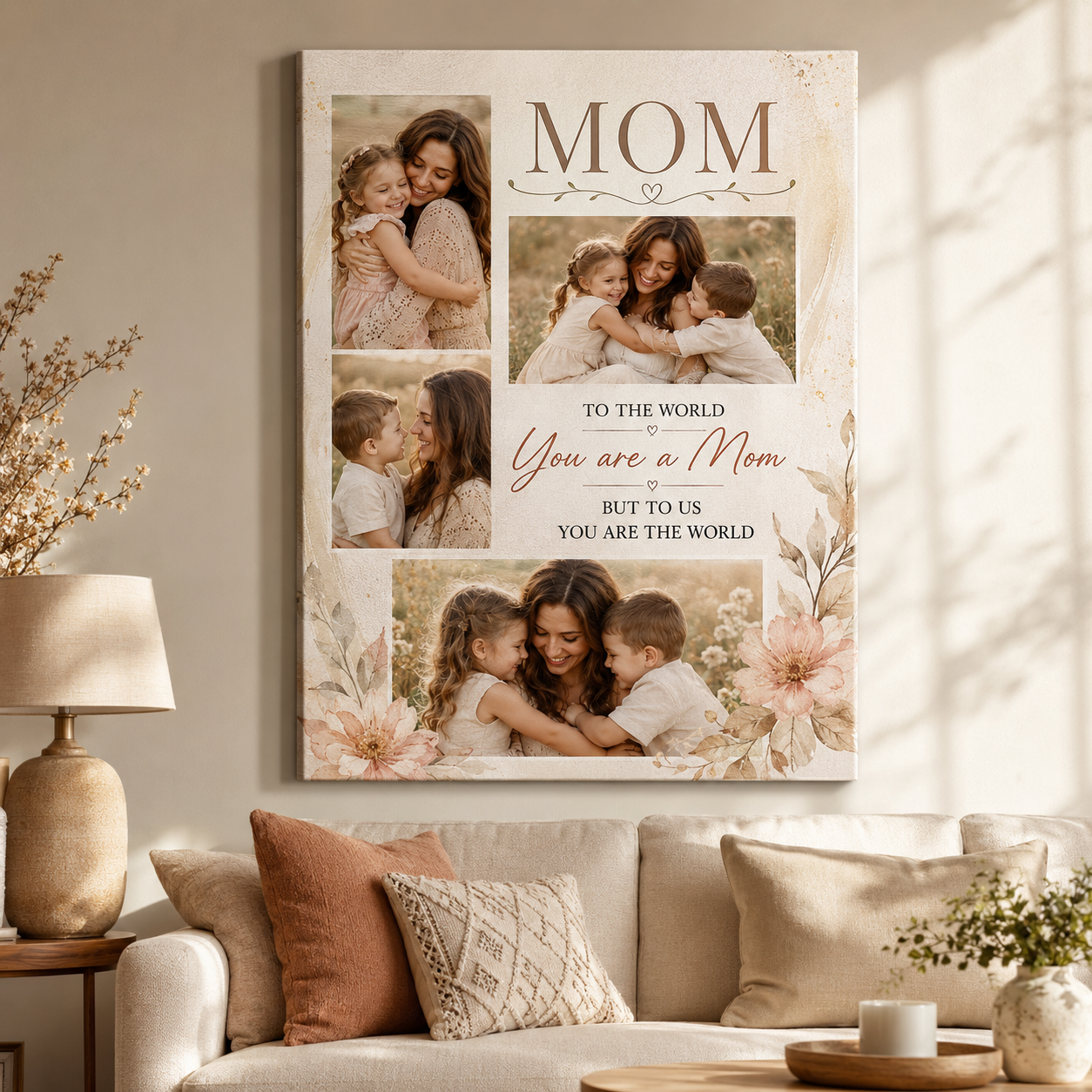 Custom Photo I Love You Mom Canvas Wall Art - Custom Gift For Mom TOM99