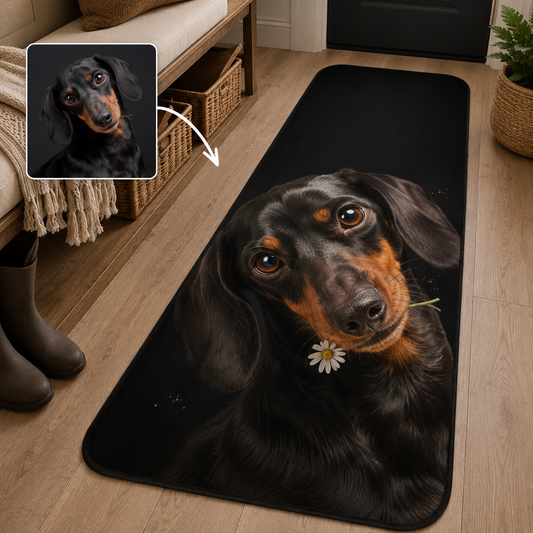 Custom Photo Dog Face Runner Rug | Pet Hallway Runner Carpet | Gift For Dog Lovers