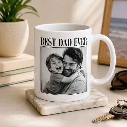 Custom Photo Best Dad Ever Mug, Personalized Mug Mug For Husband Dad Grandfather TOM99