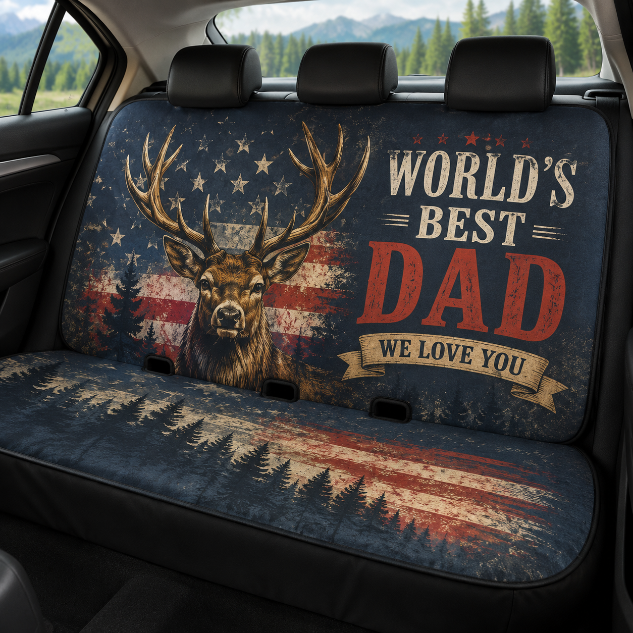 Personalized World's Best Dad Car Rear Seat Cover, Custom Back Seat Protector For Dad, Gift For Dad TOM99